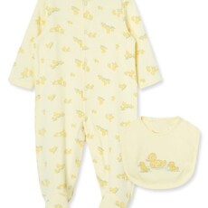 Little Me ltl ducks footie /bib
