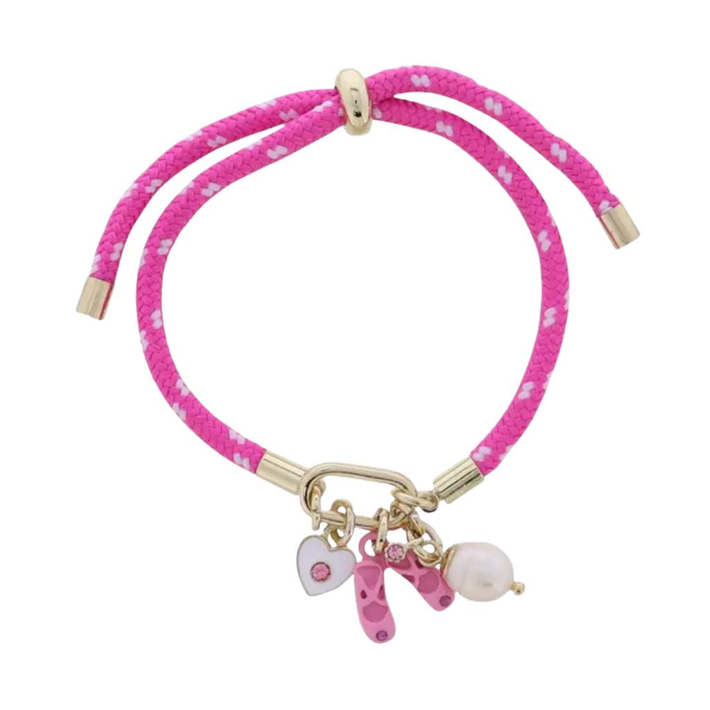 JANE MARIE Kids Fuschia Paracord Rope Bracelet Carabiner Ballet Charms