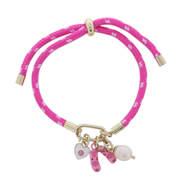 JANE MARIE Kids Fuschia Paracord Rope Bracelet Carabiner Ballet Charms