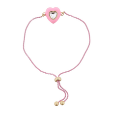 JANE MARIE Kids Pink with Clear Crystal Heart Bracelet