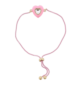 JANE MARIE Kids Pink with Clear Crystal Heart Bracelet