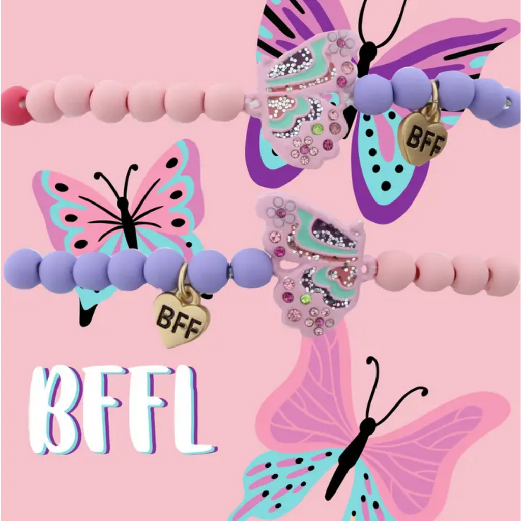 JANE MARIE Kids Matte Beaded with Bff Butterflies Set Bracelet