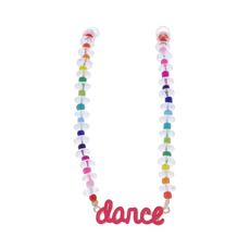JANE MARIE Kids Clear, Multi Beaded Necklace with Pink Glitter "Dance"