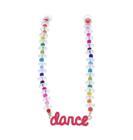 JANE MARIE Kids Clear, Multi Beaded Necklace with Pink Glitter "Dance"