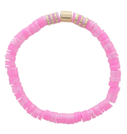 JANE MARIE Kids Pink Iridescent Sequins with Gold Beads Bracelet