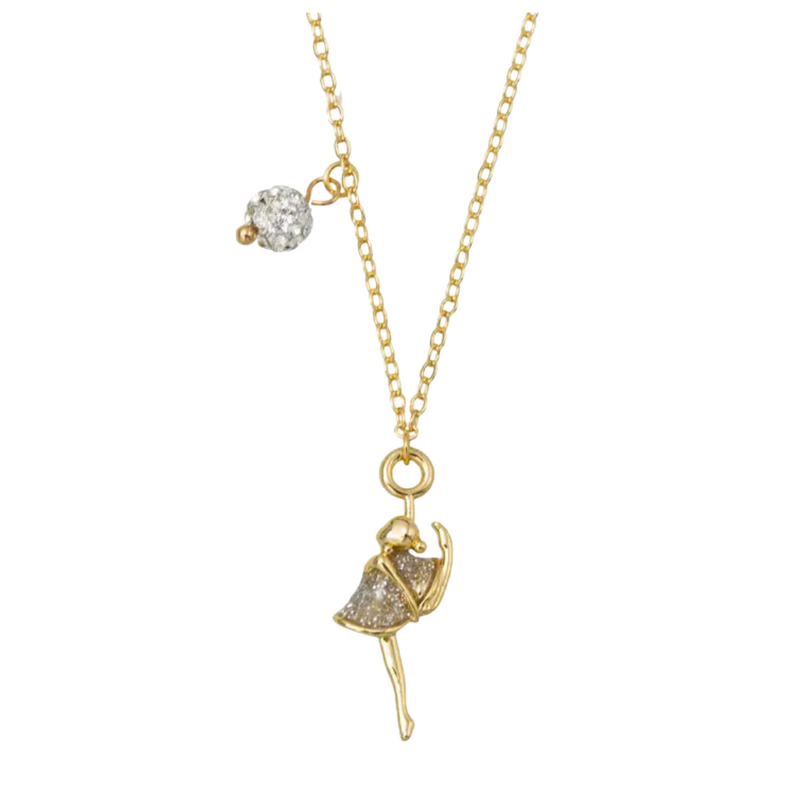JANE MARIE Kids 18K Gold Plated O Chain Necklace with Ballerina