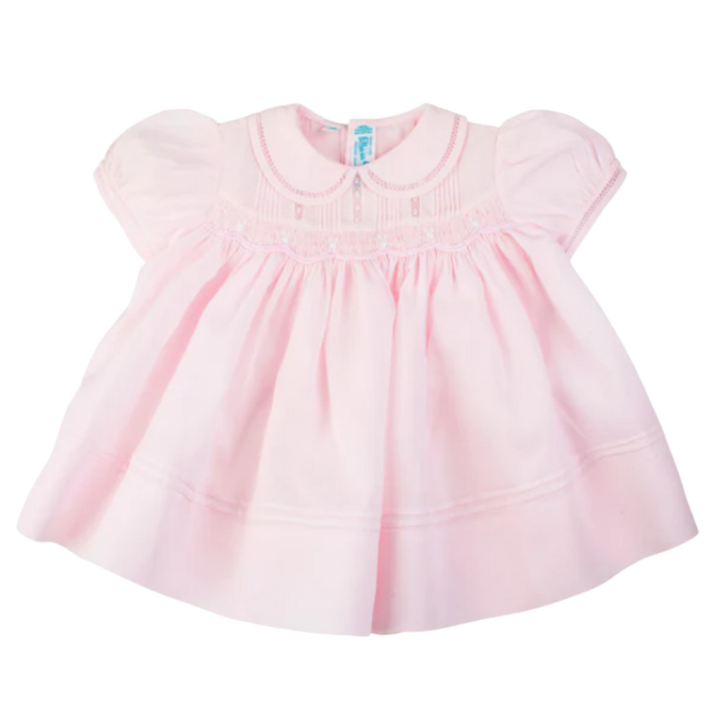 FELTMAN BROTHERS ROSEBUD DETAIL SMOCKED DRESS - PINK