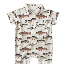 BUSHEL&APECK Baker Shortie Romper-Gone Fishing