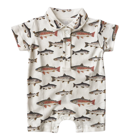 BUSHEL&APECK Baker Shortie Romper-Gone Fishing
