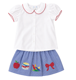 LULU BEBE OLIVIA Skirt Set - Back to School Appliqué and Blouse
