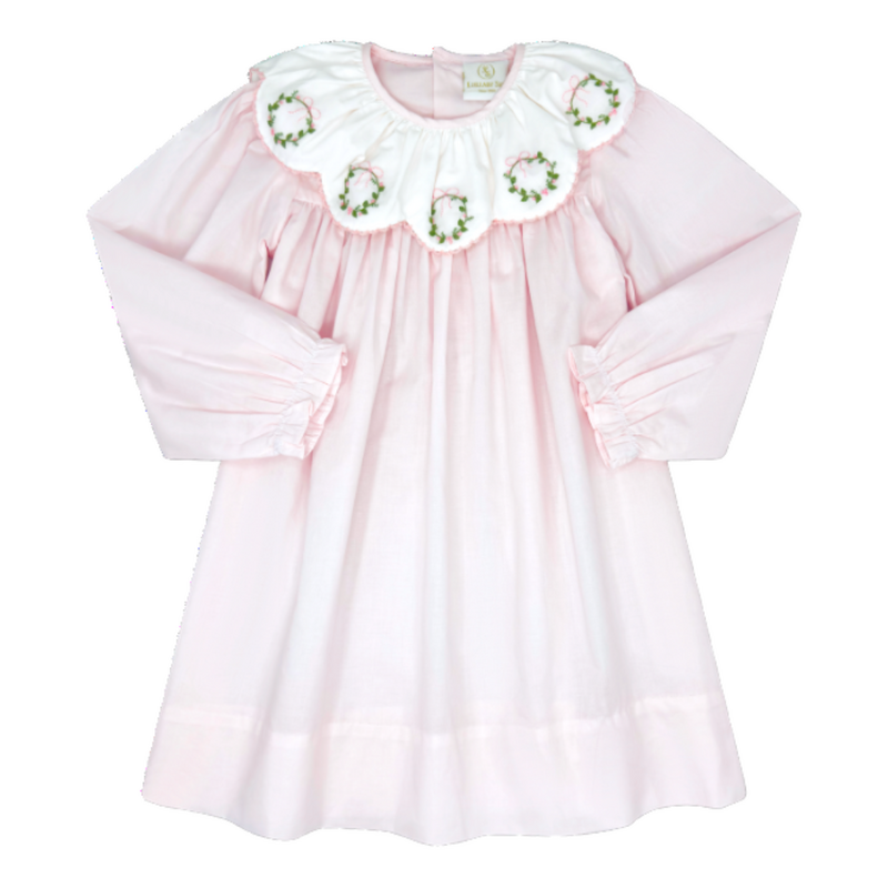 LULLABY SET CHLOE DRESS-BLESSINGS PINK BATISTE, WREATH