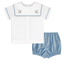 LULLABY SET CHRISTIAN BLOOMER SET-BEAUFORT BLUE VELVET, HOLLY