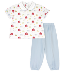 LULLABY SET SIBLEY PANT SET-BARNYARD TALES, BLUFFTON BLUE