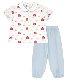 LULLABY SET SIBLEY PANT SET-BARNYARD TALES, BLUFFTON BLUE