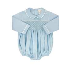 LULLABY SET WINDSOR BUBBLE-BIRMINGHAM BLUE PIQUE, SMOCKING