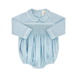 LULLABY SET WINDSOR BUBBLE-BIRMINGHAM BLUE PIQUE, SMOCKING