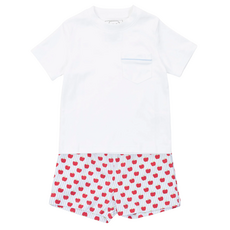 Lila + Hayes Walker Boys' Short Set - Schoolhouse Apples Blue