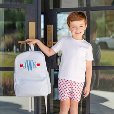 Lila + Hayes Walker Boys' Short Set - Schoolhouse Apples Blue