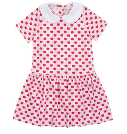 Lila + Hayes Libby Girls' Dress - Schoolhouse Apples Pink