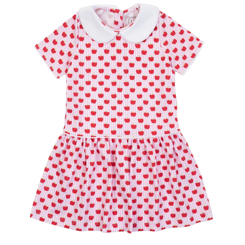 Lila + Hayes Libby Girls' Dress - Schoolhouse Apples Pink