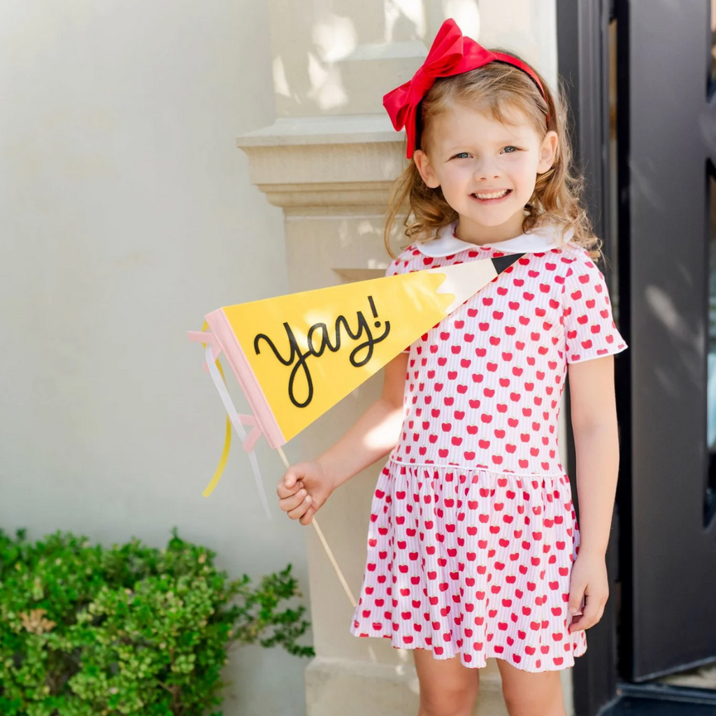 Lila + Hayes Libby Girls' Dress - Schoolhouse Apples Pink