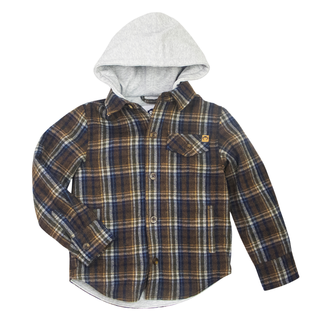 Appaman Earth Plaid Glen Hooded Shirt