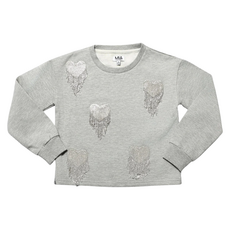 MIA NEW YORK Bling Heart Sweatshirt-Heather Gray
