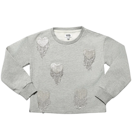 MIA NEW YORK Bling Heart Sweatshirt-Heather Gray