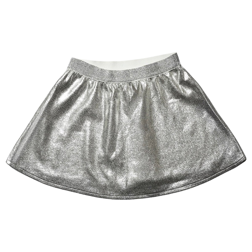 MIA NEW YORK Silver Leather Skater Skirt