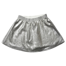 MIA NEW YORK Silver Leather Skater Skirt