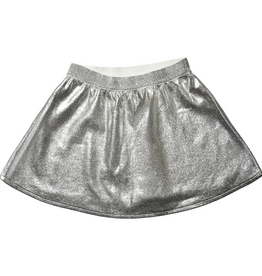 MIA NEW YORK Silver Leather Skater Skirt
