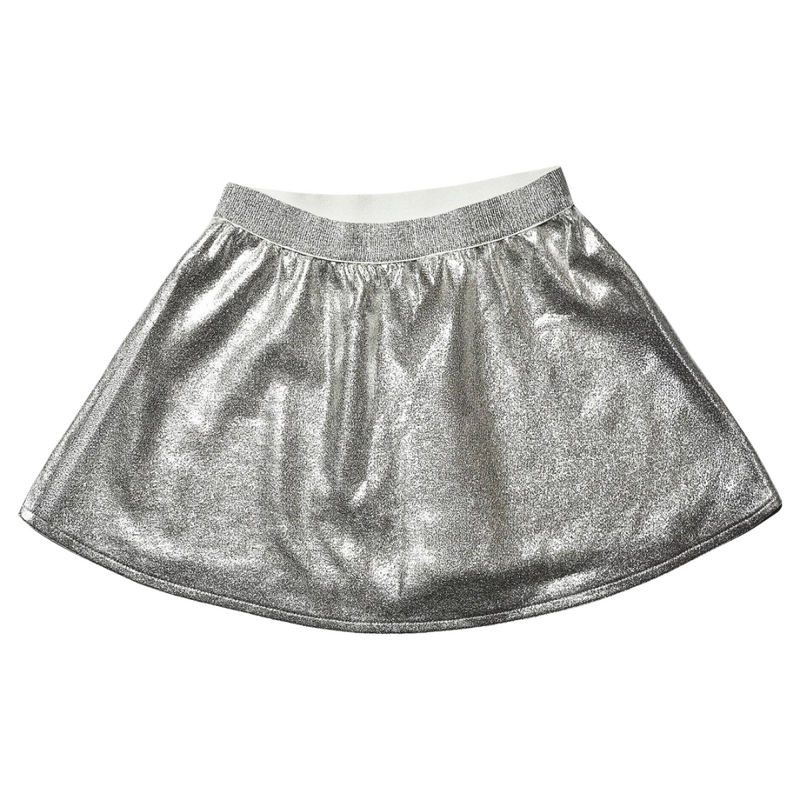 MIA NEW YORK Silver Leather Skater Skirt