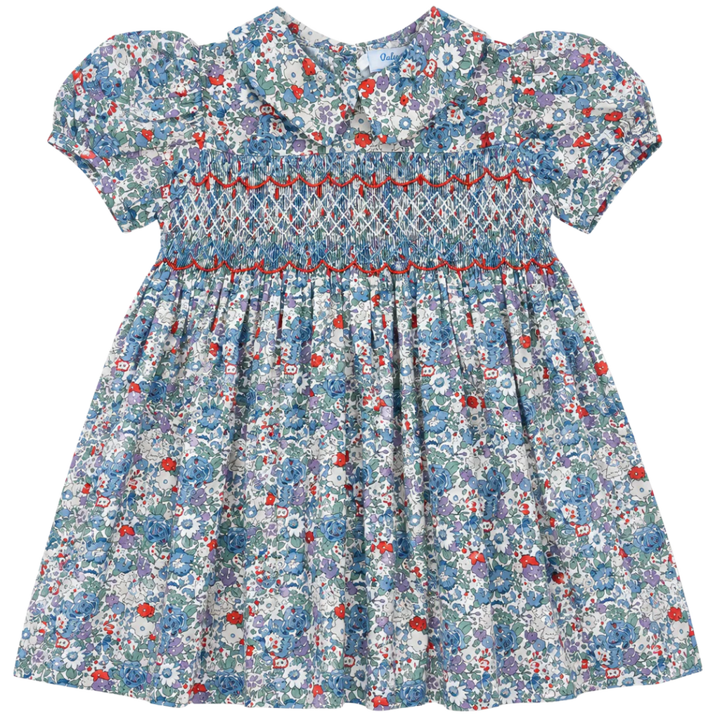 LULU BEBE Blue Floral Gianna Smocked Dress