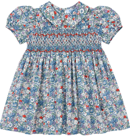 LULU BEBE Blue Floral Gianna Smocked Dress