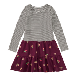 TIERED SKIRTED TWIRL DRESS Midnight Posy