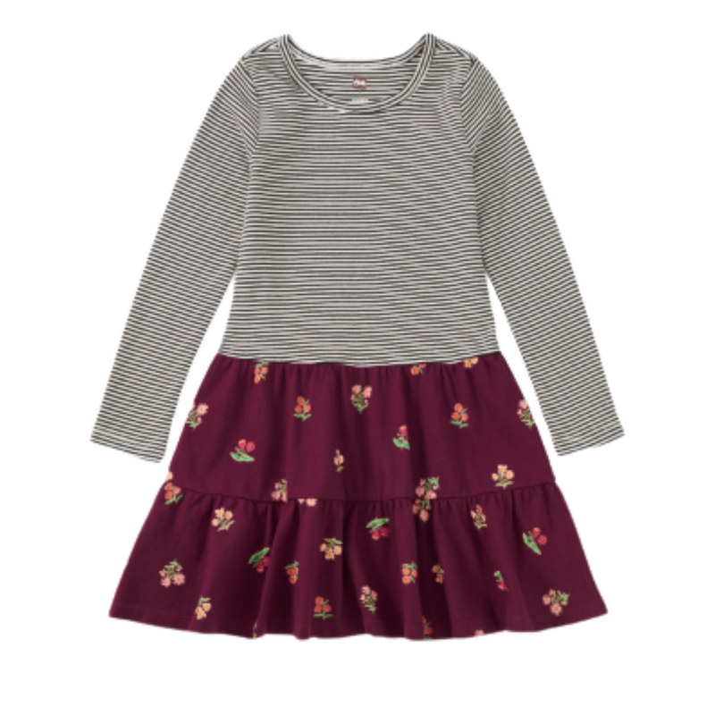 TIERED SKIRTED TWIRL DRESS Midnight Posy