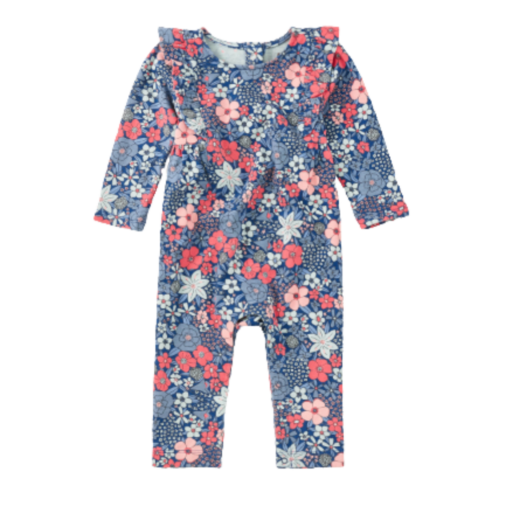 RUFFLE SHOULDER BABY ROMPER Chelsea Garden Floral