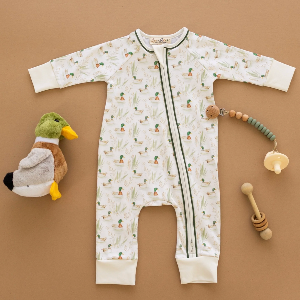 LUNA+ARLO Mallard's Pond Zip Playsuit Moss