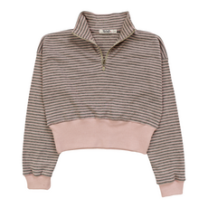 T2LOVE L/S 1/4 ZIP MOCK NECK TOP NUDE