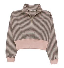 T2LOVE L/S 1/4 ZIP MOCK NECK TOP NUDE