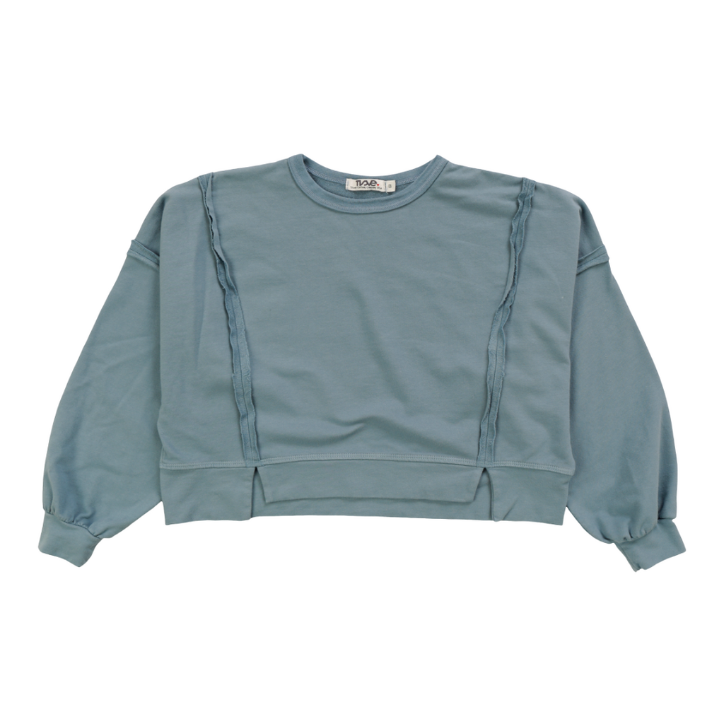 T2LOVE L/S RAWEDGE H/L SLIT WIDE TOP WASH BLUE