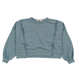 T2LOVE L/S RAWEDGE H/L SLIT WIDE TOP WASH BLUE