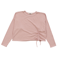 T2LOVE L/S RELAXED PULLOVER W/SIDE GATHER NUDE