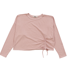 T2LOVE L/S RELAXED PULLOVER W/SIDE GATHER NUDE