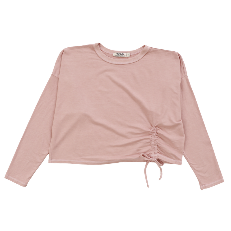 T2LOVE L/S RELAXED PULLOVER W/SIDE GATHER NUDE