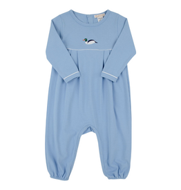 THE BEAUFORT BONNET COMPANY LONG SLEEVE BRADFORD ROMPER Sarasota Sky/Worth Ave White/Duck