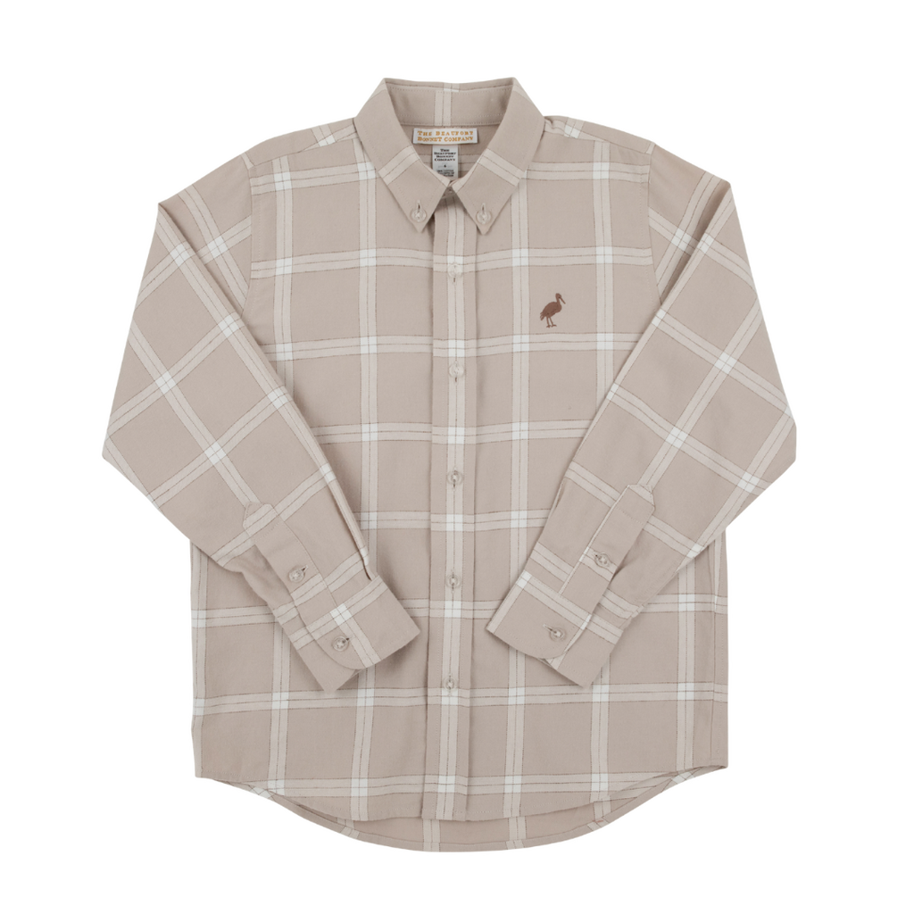THE BEAUFORT BONNET COMPANY DEAN'S LIST DRESS SHIRT-FLANNEL Thompson Park Plaid/Gray Bay Brown