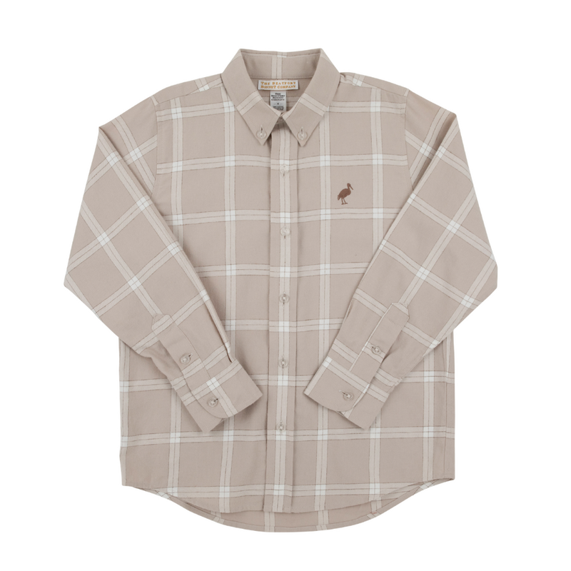 THE BEAUFORT BONNET COMPANY DEAN'S LIST DRESS SHIRT-FLANNEL Thompson Park Plaid/Gray Bay Brown