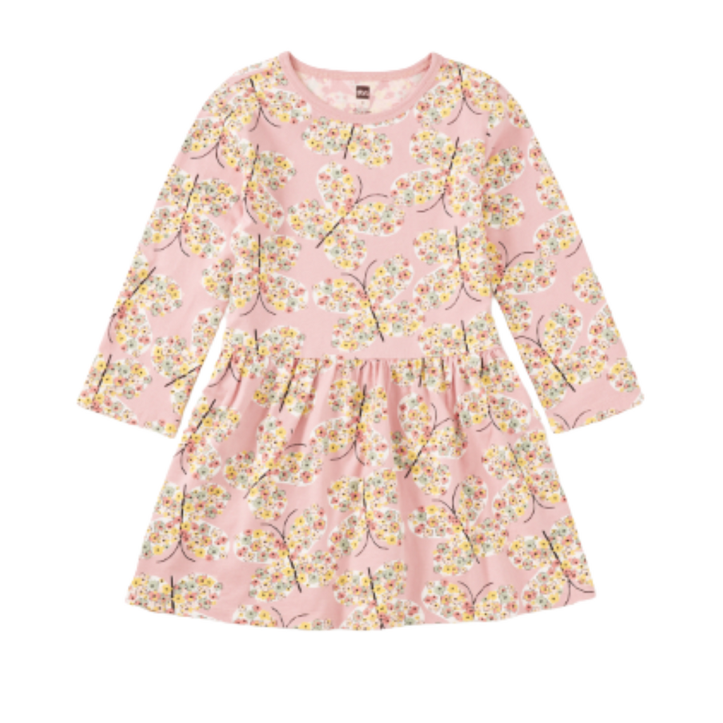 LONG SLEEVE SKIRTED DRESS Tea Rose Butterfly