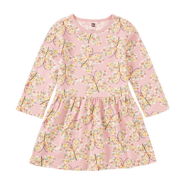 LONG SLEEVE SKIRTED DRESS Tea Rose Butterfly